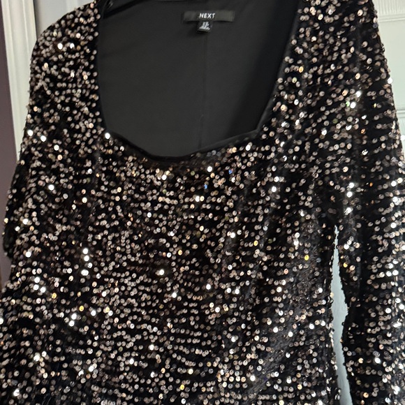 NEXT Elegant Sequins Black and Brown and Gold accent Dress - Picture 6 of 11
